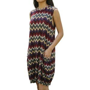 Papillon Aztec Print Sleeveless Shift Dress Red With Pockets Size L NWT